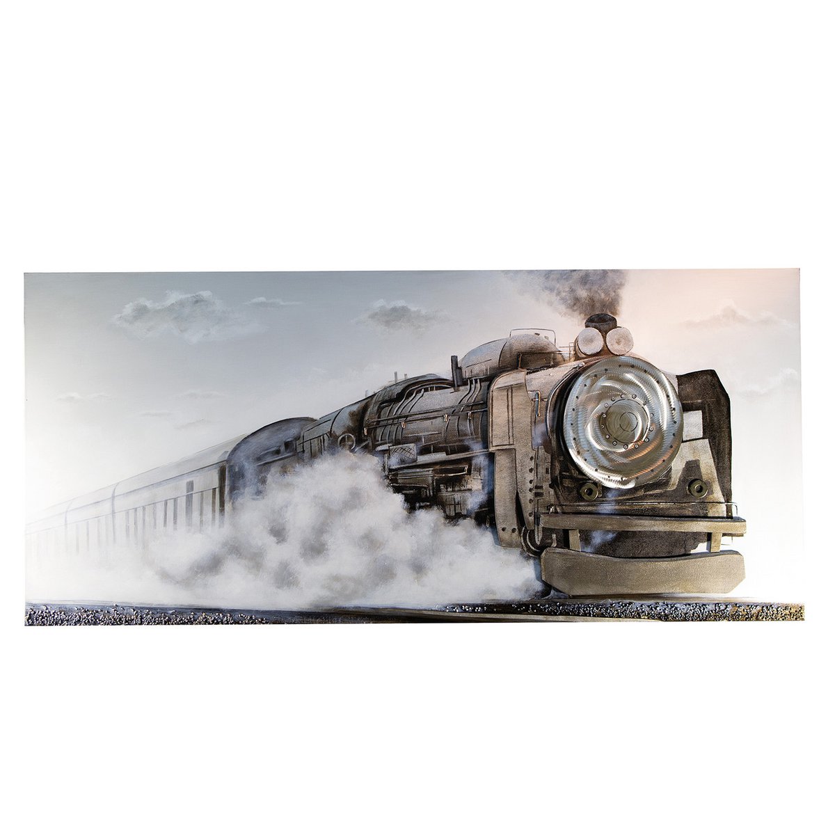 Aluminium/Leinen 3D Bild "Train" 180x80cm