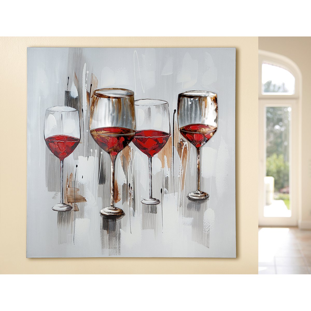 Aluminium/Leinen Bild Gemälde "Weinprobe"