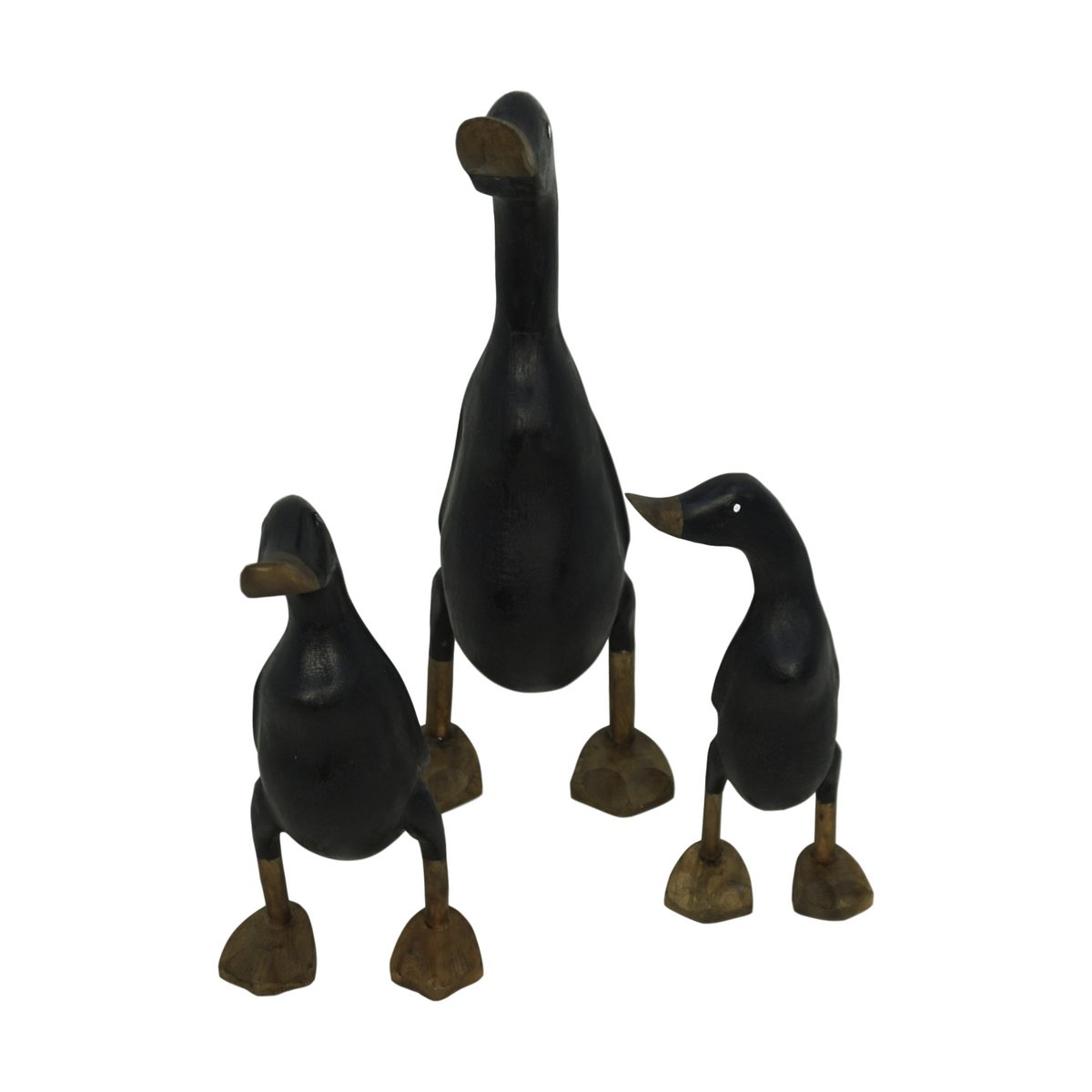 3-teiliges Entenfiguren-Set - schwarz - Bambus