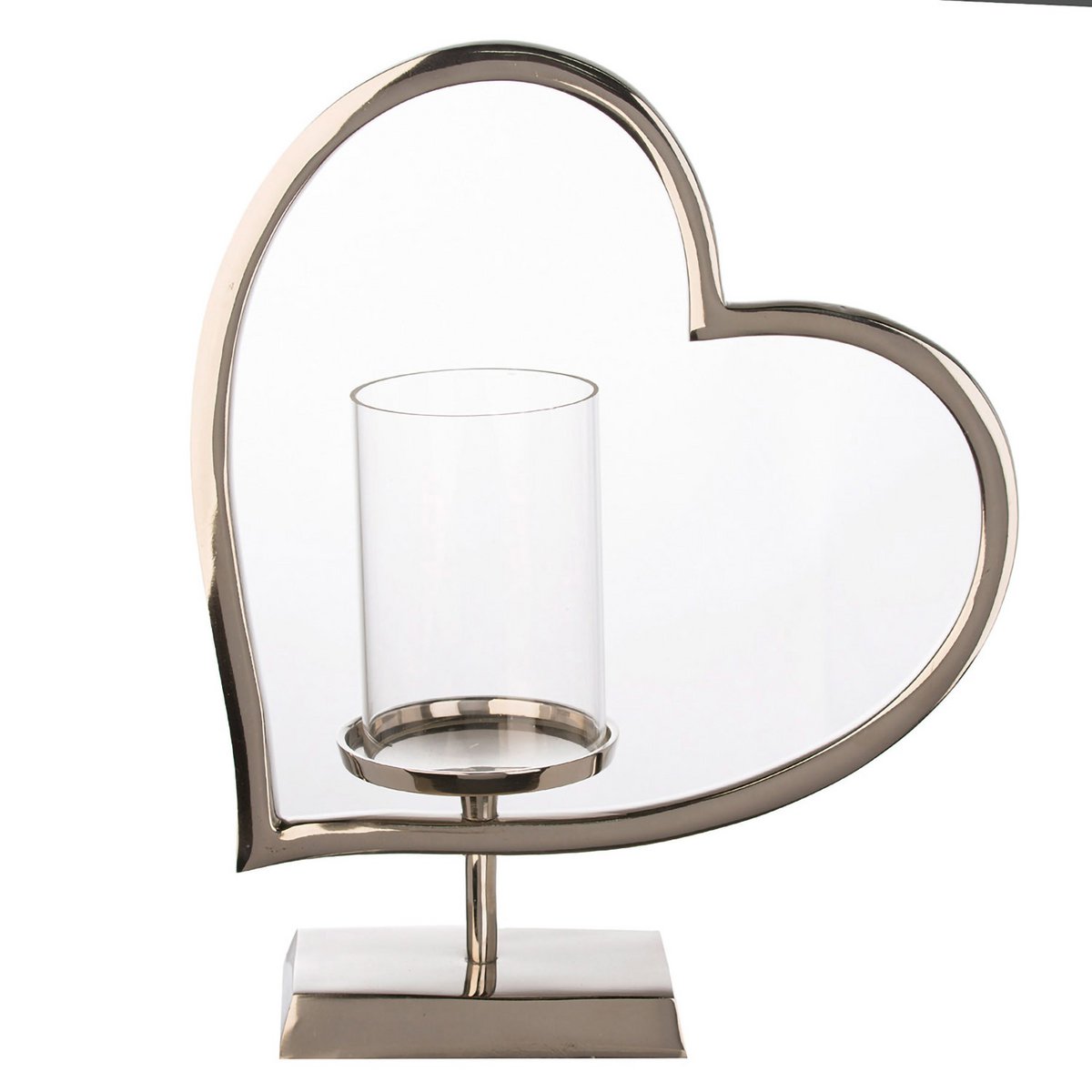Aluminium/Glas Leuchter "Amor" silber,glänzend H.42cm