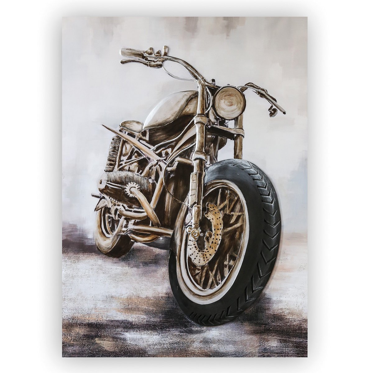 Aluminium/Leinen 3D Bild "Custombike" auf Leinwand 110x150