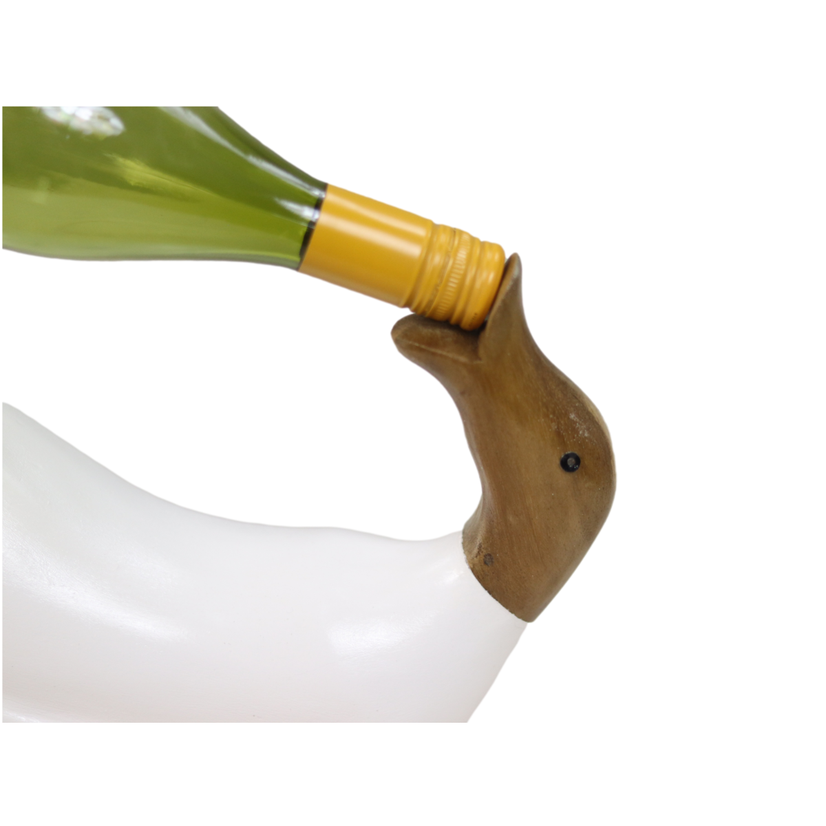 Flaschenhalter Ente - 33x15x26 - Weiß - Teak/Bambus
