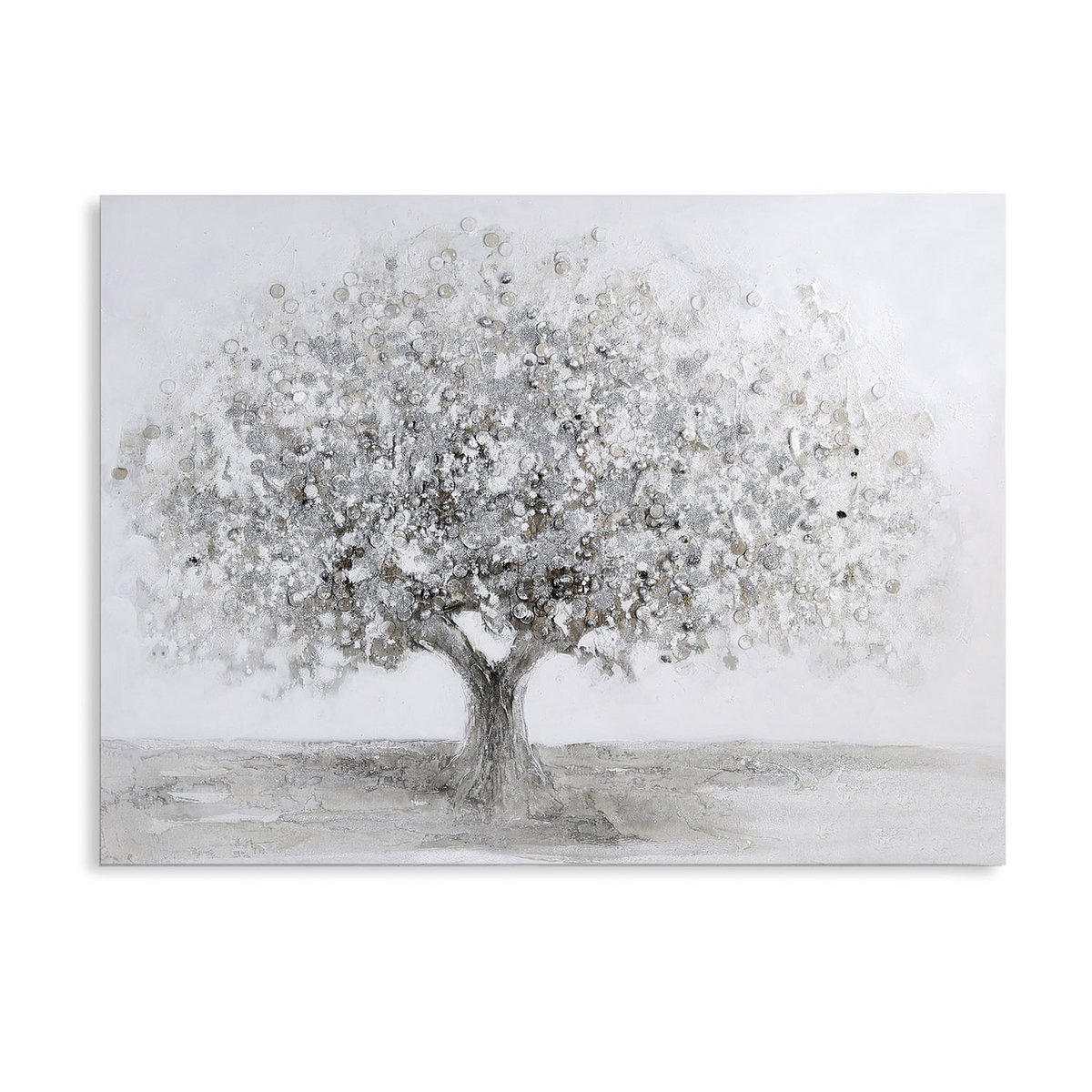 Bild "Big Tree" weiß/grau/silber 120x90cm
