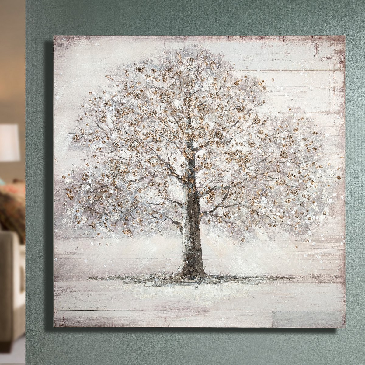 Holz Bild Gemälde "Silberbaum"