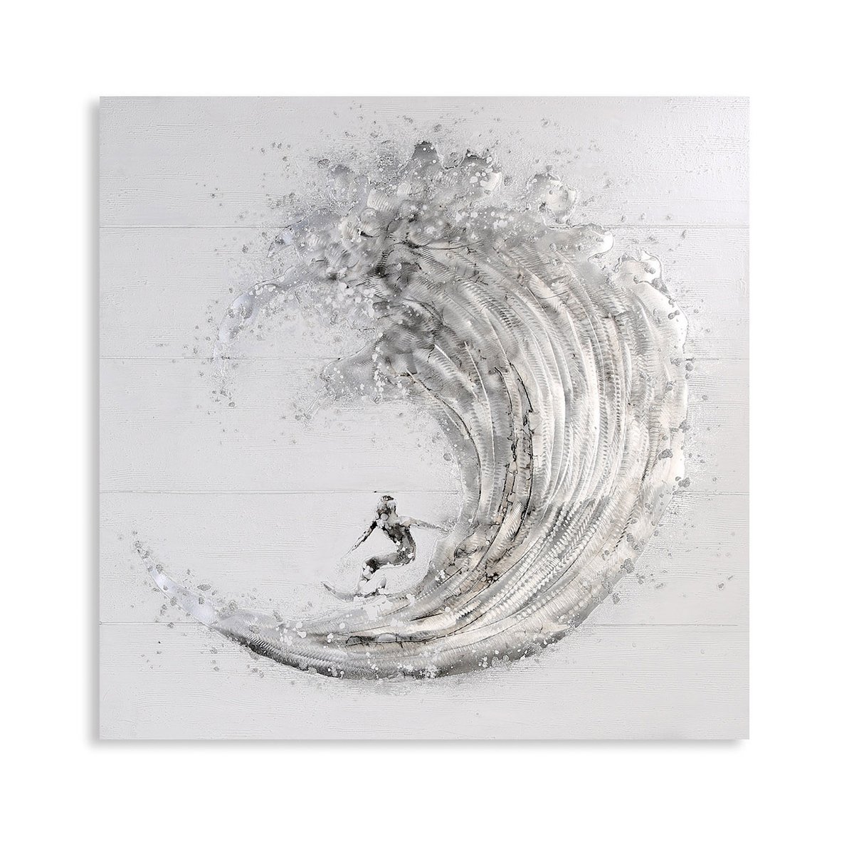 Bild "Surfer" weiß/grau/silber 100x100