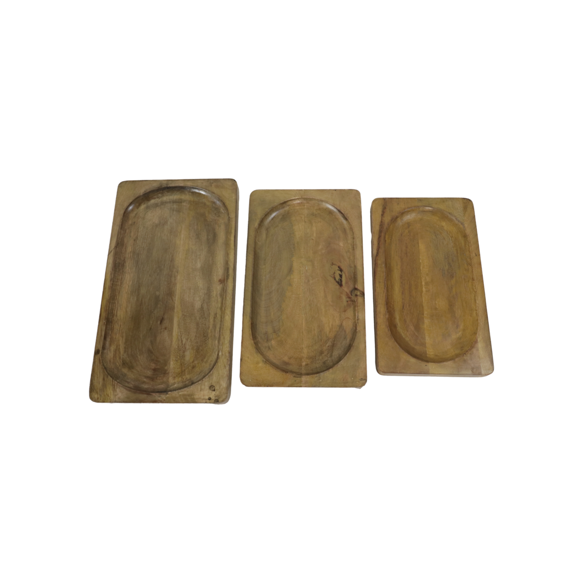 Dekorative Tabletts - 46x26x3 - Natur - Mangoholz - 3er-Set